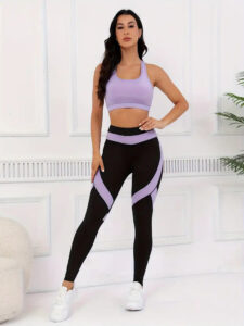 Color Block Women's Yoga Suit Set